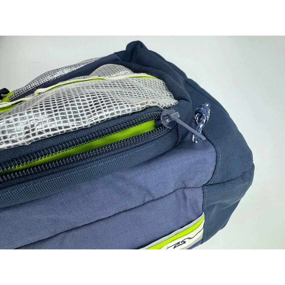 Vineyard Vines Navy Blue Lime Green Whale Logo Mesh Pocket Backpack RN 134578